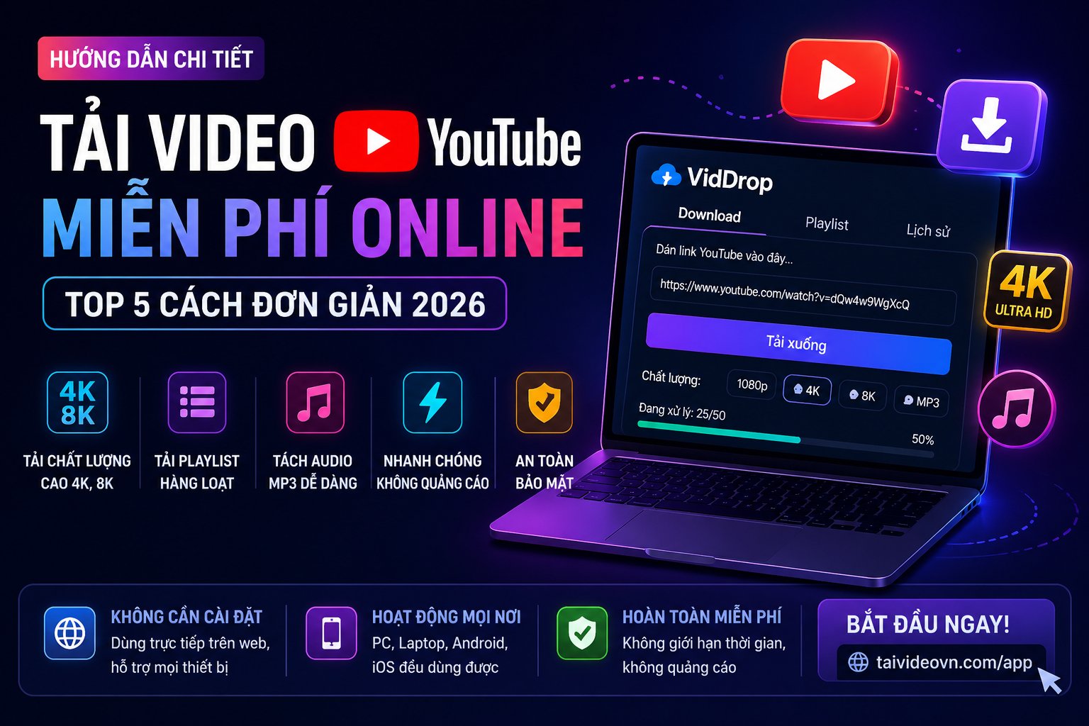 Tải Video YouTube Miễn Phí Online — Top 5 Cách Đơn Giản 2026